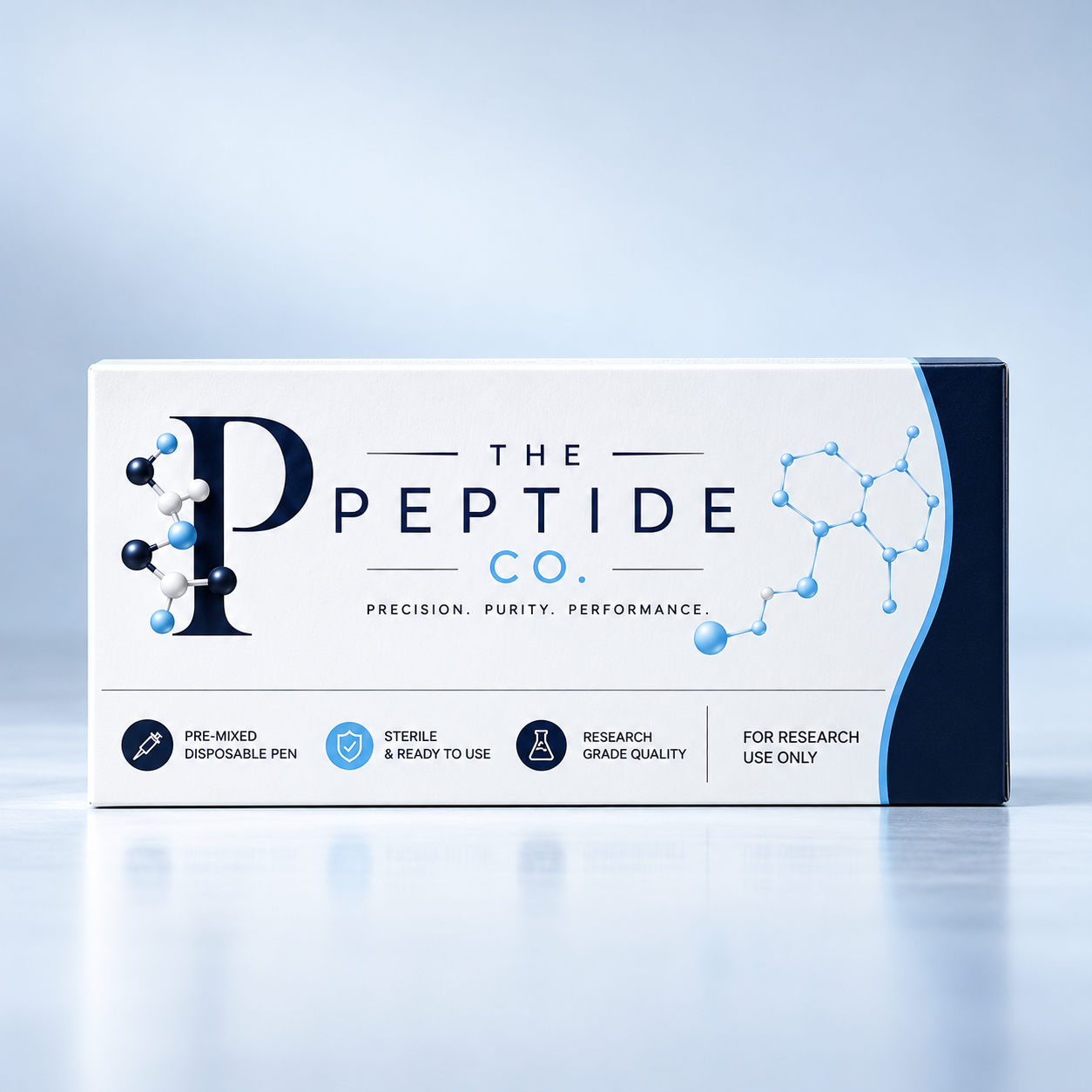 The Peptide Co. presentation box — Precision. Purity. Performance.